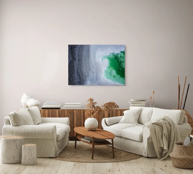 Tablou Canvas, "Contraste naturale surse de viață", Gheață, Texturi, Contraste, Verde, Abstract, Natură, Apă, Forme, Mineralizare, Frumusețe, 100 x 70 cm – poza 3