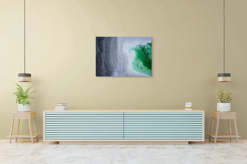 Tablou Canvas, "Contraste naturale surse de viață", Gheață, Texturi, Contraste, Verde, Abstract, Natură, Apă, Forme, Mineralizare, Frumusețe, 100 x 70 cm – poza 4