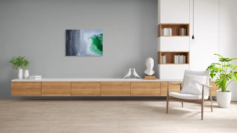 Tablou Canvas, "Contraste naturale surse de viață", Gheață, Texturi, Contraste, Verde, Abstract, Natură, Apă, Forme, Mineralizare, Frumusețe, 100 x 70 cm – poza 6