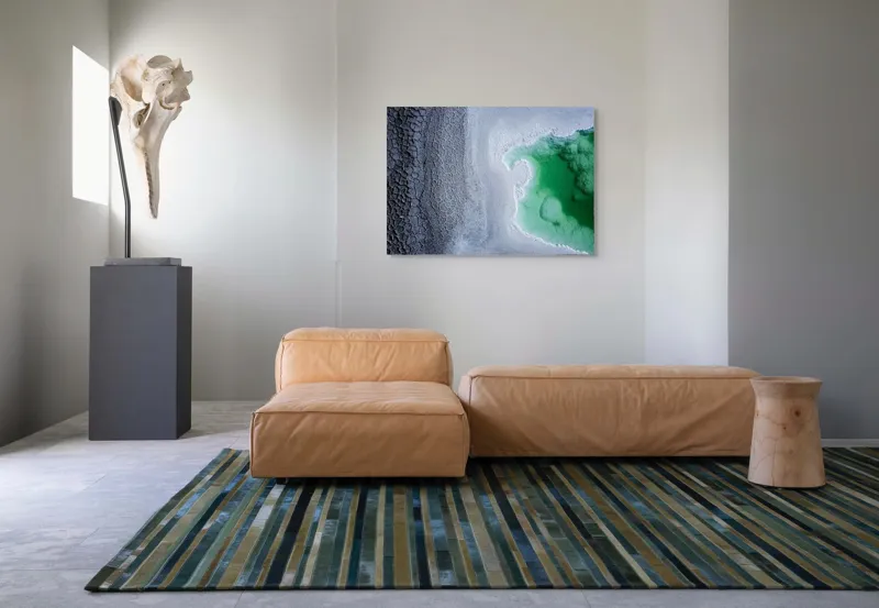 Tablou Canvas, "Contraste naturale surse de viață", Gheață, Texturi, Contraste, Verde, Abstract, Natură, Apă, Forme, Mineralizare, Frumusețe, 100 x 70 cm – poza 7