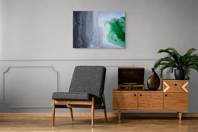 Tablou Canvas, "Contraste naturale surse de viață", Gheață, Texturi, Contraste, Verde, Abstract, Natură, Apă, Forme, Mineralizare, Frumusețe, 100 x 70 cm – poza 8