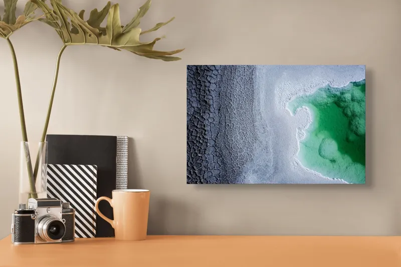 Tablou Canvas, "Contraste naturale surse de viață", Gheață, Texturi, Contraste, Verde, Abstract, Natură, Apă, Forme, Mineralizare, Frumusețe, 39 x 26 cm – poza 3