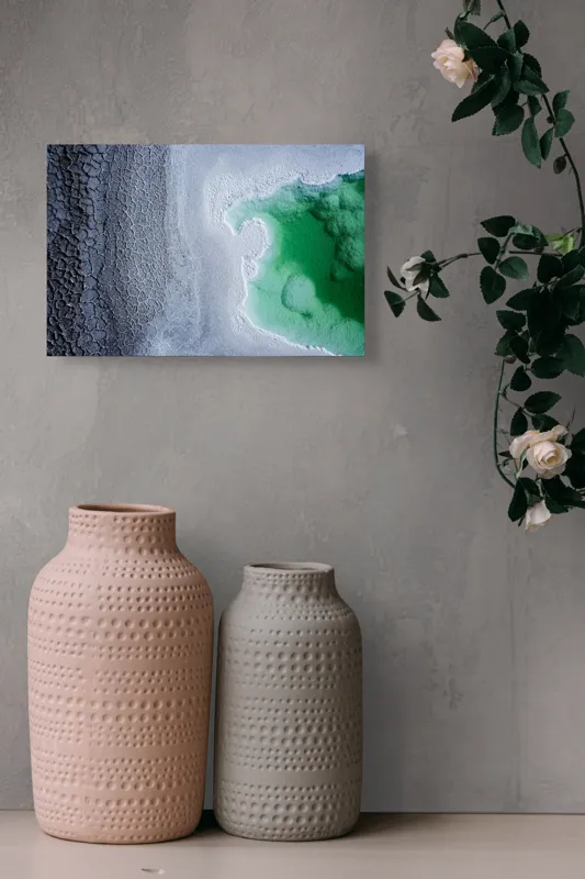 Tablou Canvas, "Contraste naturale surse de viață", Gheață, Texturi, Contraste, Verde, Abstract, Natură, Apă, Forme, Mineralizare, Frumusețe, 39 x 26 cm – poza 4