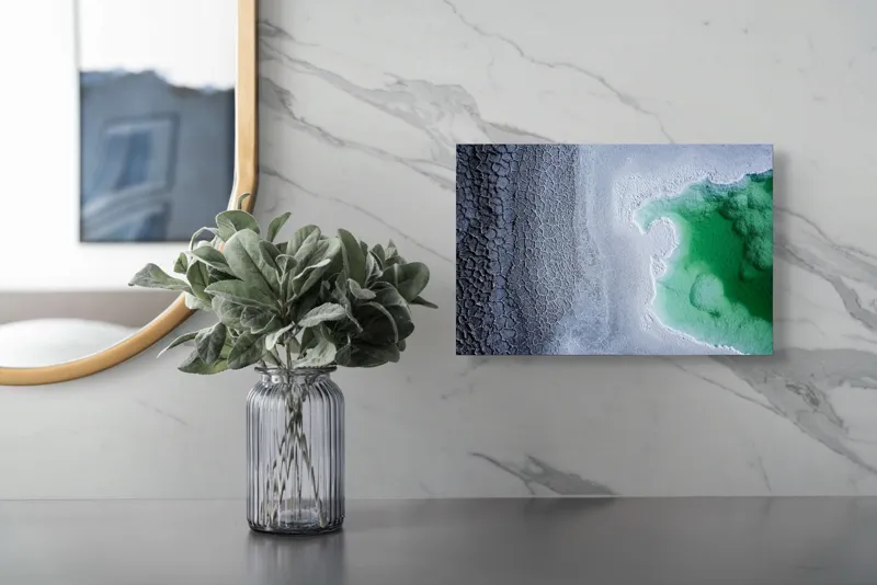 Tablou Canvas, "Contraste naturale surse de viață", Gheață, Texturi, Contraste, Verde, Abstract, Natură, Apă, Forme, Mineralizare, Frumusețe, 39 x 26 cm – poza 5