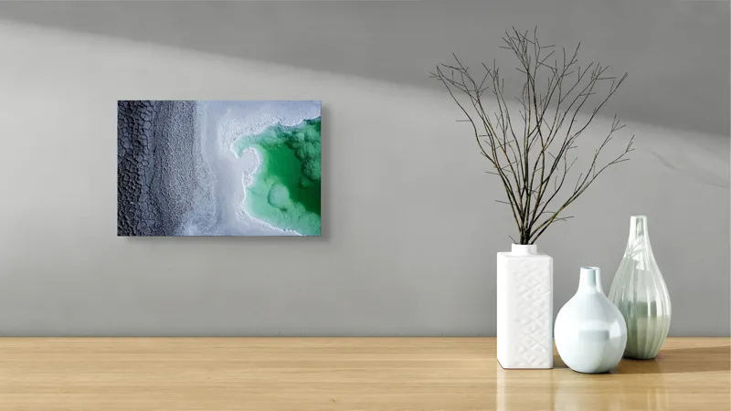 Tablou Canvas, "Contraste naturale surse de viață", Gheață, Texturi, Contraste, Verde, Abstract, Natură, Apă, Forme, Mineralizare, Frumusețe, 39 x 26 cm – poza 8