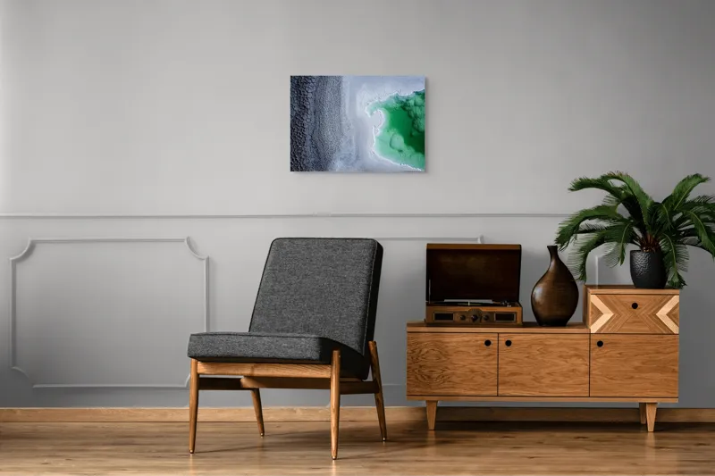 Tablou Canvas, "Contraste naturale surse de viață", Gheață, Texturi, Contraste, Verde, Abstract, Natură, Apă, Forme, Mineralizare, Frumusețe, 70 x 50 cm – poza 4