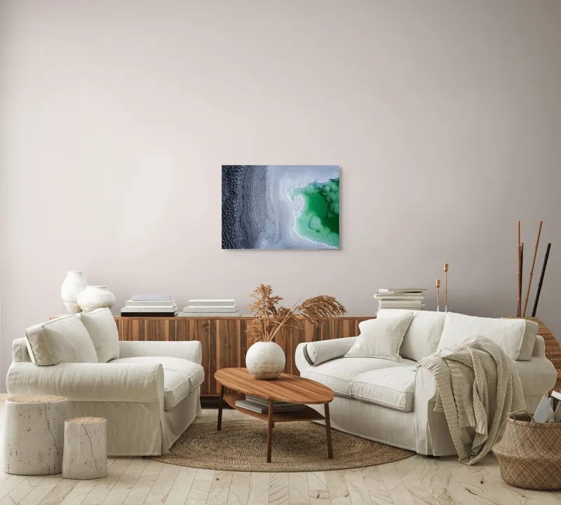 Tablou Canvas, "Contraste naturale surse de viață", Gheață, Texturi, Contraste, Verde, Abstract, Natură, Apă, Forme, Mineralizare, Frumusețe, 70 x 50 cm – poza 6