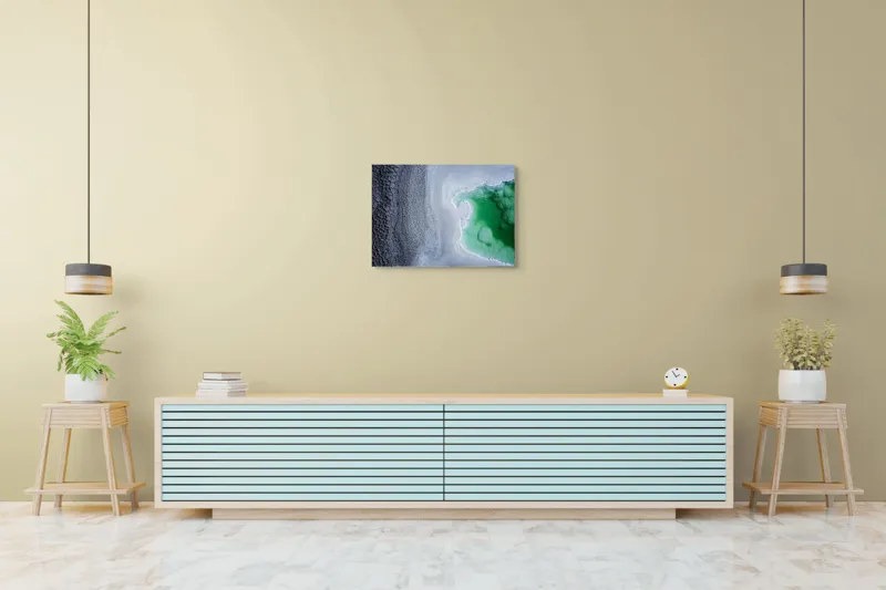 Tablou Canvas, "Contraste naturale surse de viață", Gheață, Texturi, Contraste, Verde, Abstract, Natură, Apă, Forme, Mineralizare, Frumusețe, 70 x 50 cm – poza 7