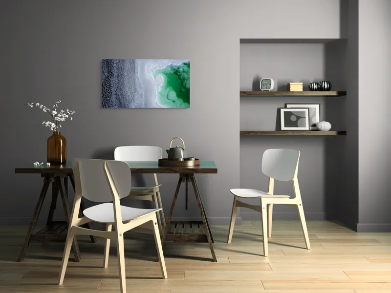 Tablou Canvas, "Contraste naturale surse de viață", Gheață, Texturi, Contraste, Verde, Abstract, Natură, Apă, Forme, Mineralizare, Frumusețe, 90 x 50 cm – poza 3