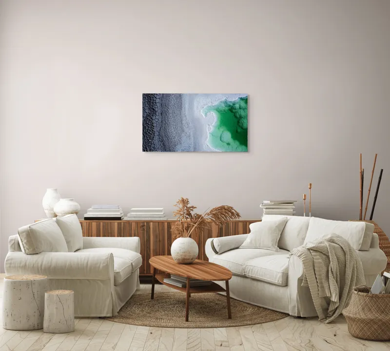 Tablou Canvas, "Contraste naturale surse de viață", Gheață, Texturi, Contraste, Verde, Abstract, Natură, Apă, Forme, Mineralizare, Frumusețe, 90 x 50 cm – poza 4