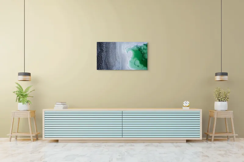 Tablou Canvas, "Contraste naturale surse de viață", Gheață, Texturi, Contraste, Verde, Abstract, Natură, Apă, Forme, Mineralizare, Frumusețe, 90 x 50 cm – poza 5