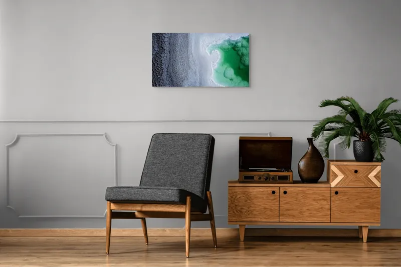 Tablou Canvas, "Contraste naturale surse de viață", Gheață, Texturi, Contraste, Verde, Abstract, Natură, Apă, Forme, Mineralizare, Frumusețe, 90 x 50 cm – poza 6