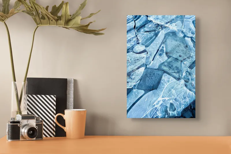 Tablou Canvas Abstract Cristale înghețate sub cer albastru Texturi Natură Rece, 26 x 39 cm – poza 3