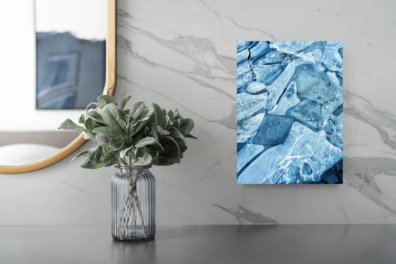 Tablou Canvas Abstract Cristale înghețate sub cer albastru Texturi Natură Rece, 26 x 39 cm – poza 4