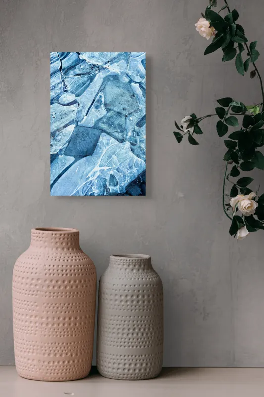 Tablou Canvas Abstract Cristale înghețate sub cer albastru Texturi Natură Rece, 26 x 39 cm – poza 6