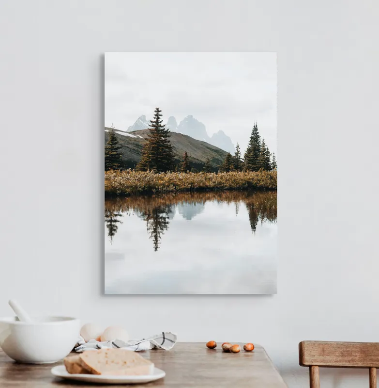 Tablou Canvas Peisaj Montan Reflecție Lac Oglindire Natură Tranquilitate, 50 x 70 cm – poza 3