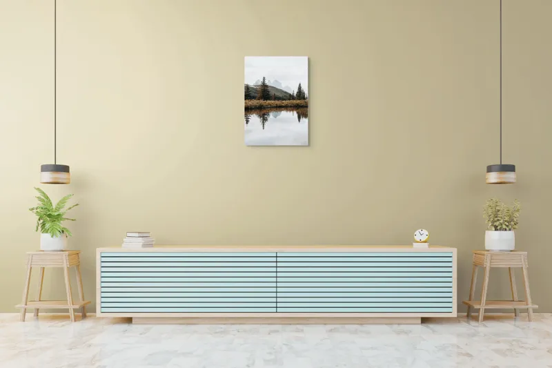 Tablou Canvas Peisaj Montan Reflecție Lac Oglindire Natură Tranquilitate, 50 x 70 cm – poza 6