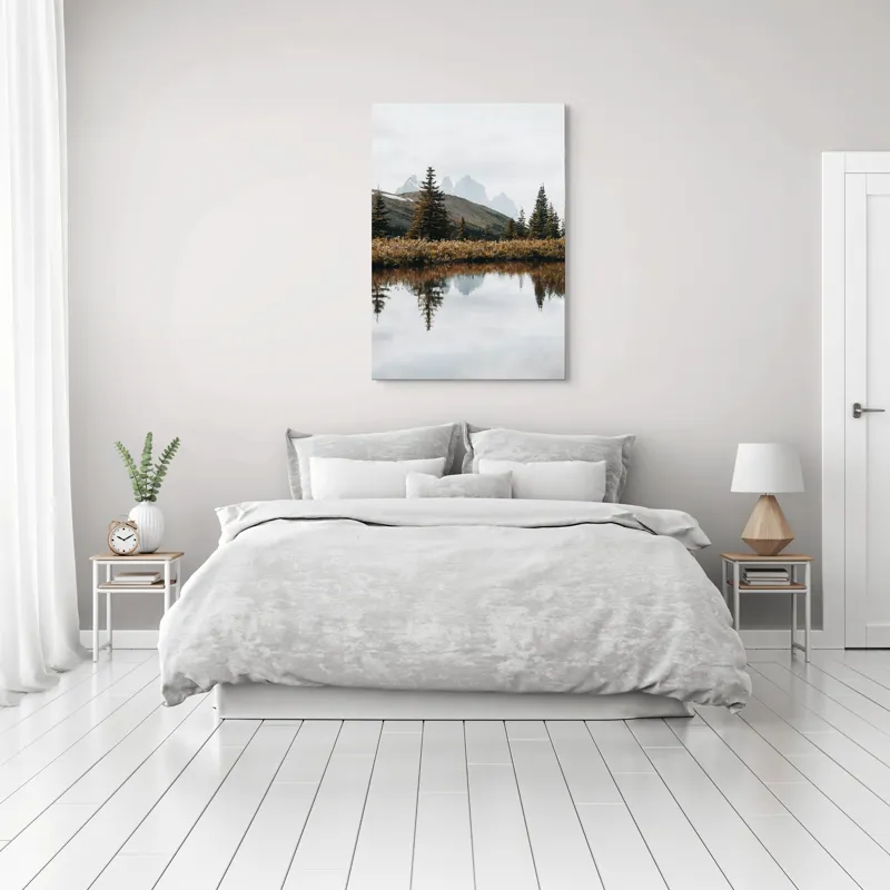 Tablou Canvas Peisaj Montan Reflecție Lac Oglindire Natură Tranquilitate, 70 x 100 cm – poza 3