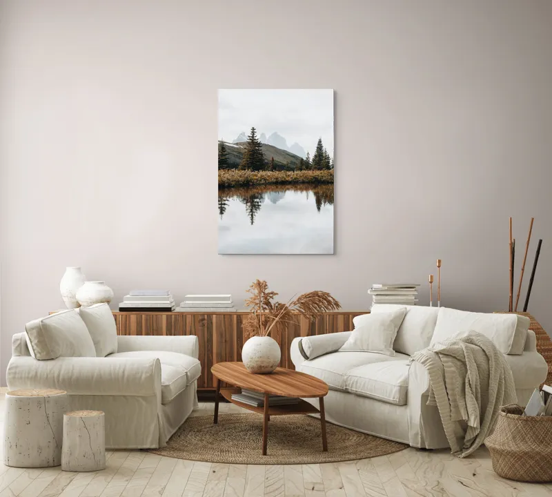 Tablou Canvas Peisaj Montan Reflecție Lac Oglindire Natură Tranquilitate, 70 x 100 cm – poza 4