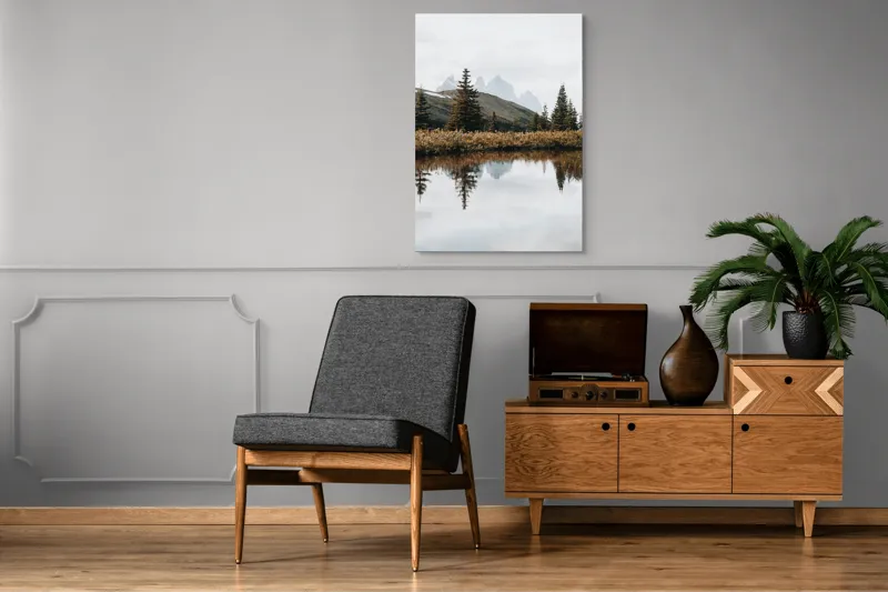 Tablou Canvas Peisaj Montan Reflecție Lac Oglindire Natură Tranquilitate, 70 x 100 cm – poza 6