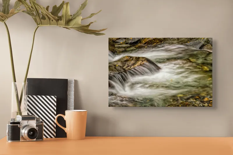Tablou Canvas Natură Curgerea Apei peste Pietre Răcoritoare Mișcare Liniște, 39 x 26 cm – poza 3