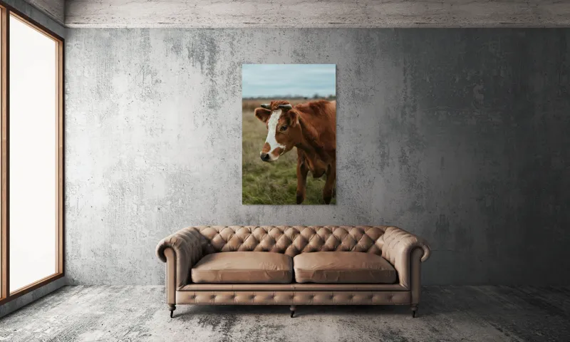 Tablou Canvas, "Vacă pașnică pe câmp verde", 100 x 150 cm – poza 6