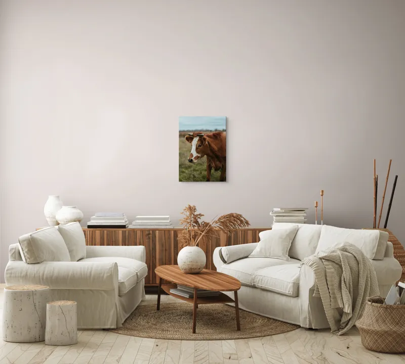 Tablou Canvas, "Vacă pașnică pe câmp verde", 39 x 54 cm – poza 5
