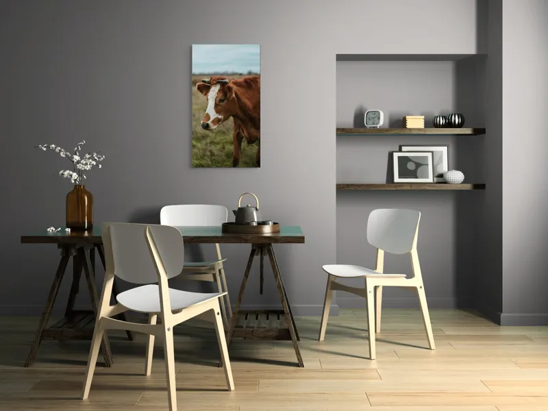 Tablou Canvas, "Vacă pașnică pe câmp verde", 50 x 90 cm – poza 4