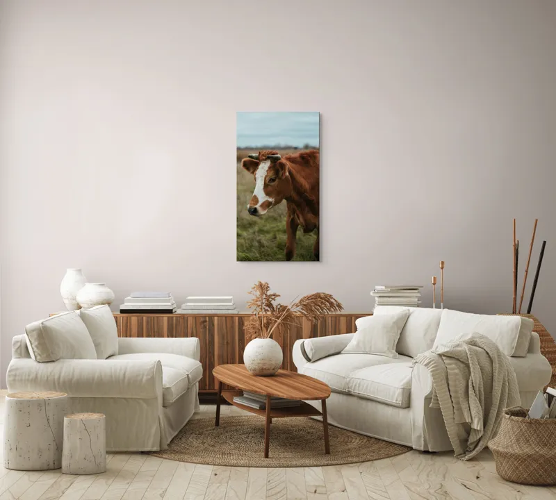 Tablou Canvas, "Vacă pașnică pe câmp verde", 50 x 90 cm – poza 7
