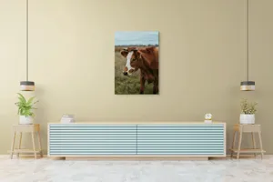 Tablou Canvas, "Vacă pașnică pe câmp verde", 70 x 100 cm – poza 5