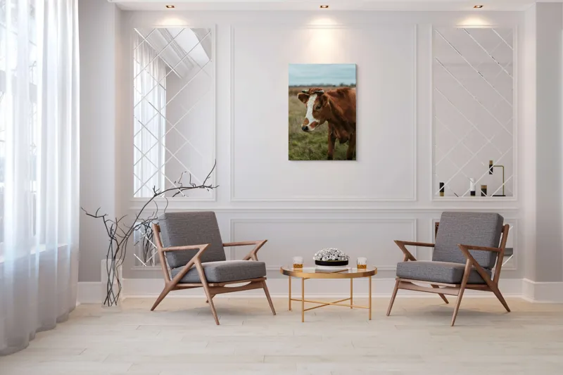 Tablou Canvas, "Vacă pașnică pe câmp verde", 70 x 100 cm – poza 8