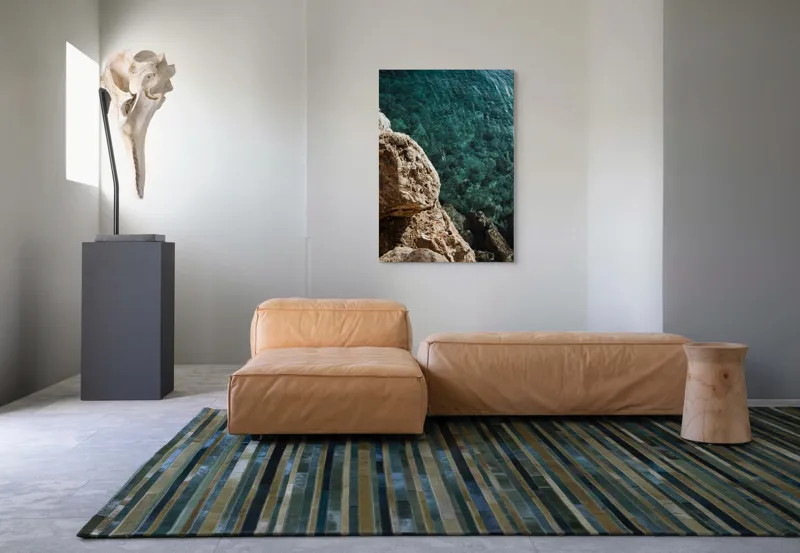 Tablou Canvas, "Marele albastru și stâncile aspre", Stâncă, Apă, Claritate, Natură, Azur, Relaxare, Lumină, Textură, 70 x 100 cm – poza 7