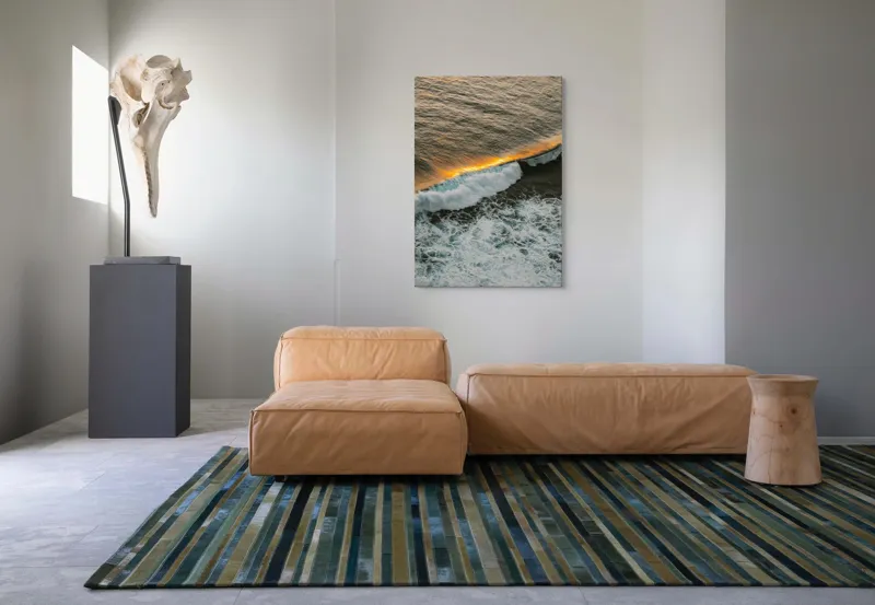 Tablou Canvas, "Îmbrățișarea apusului pe valuri", Valuri, Apus, Aur, Spumă, Mare, Lumină, Reflexie, Ocean, Natură, Calm, 70 x 100 cm – poza 7