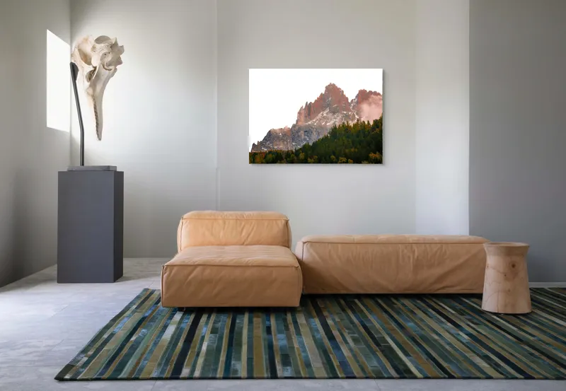 Tablou Canvas, "Muntele învăluit de ceață misterioasă", Munte, Pădure, Ceață, Roci, Cer, Vegetație, Peisaj, Alpin, Natura, Răsărit, 100 x 70 cm – poza 7