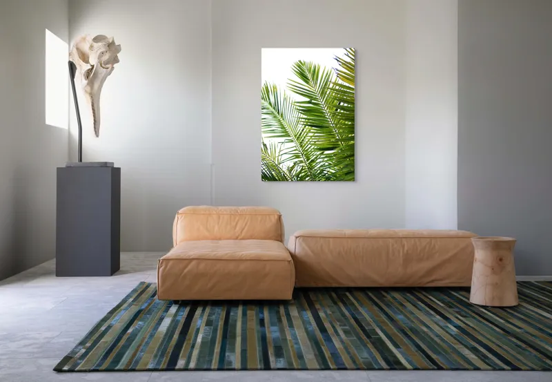 Tablou Canvas, "Frunzișul dansând în lumina soarelui", Frunze, Palmier, Verde, Luminos, Cer, Vibrant, Tropical, Soare, Natură, Relaxare, 70 x 100 cm – poza 7