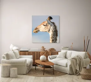 Tablou Canvas, Giraffe, Serengeti, Graceful, Majestic, Spotted, Elegant, Sky, Wildlife, 100 x 100 cm – poza 3