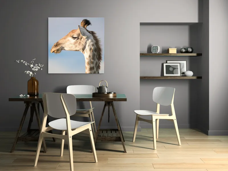 Tablou Canvas, Giraffe, Serengeti, Graceful, Majestic, Spotted, Elegant, Sky, Wildlife, 100 x 100 cm – poza 6