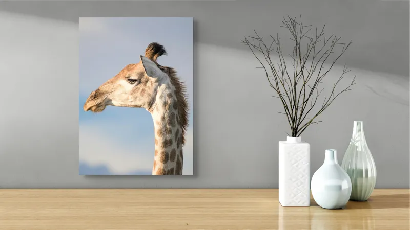 Tablou Canvas, Giraffe, Serengeti, Graceful, Majestic, Spotted, Elegant, Sky, Wildlife, 39 x 54 cm – poza 4