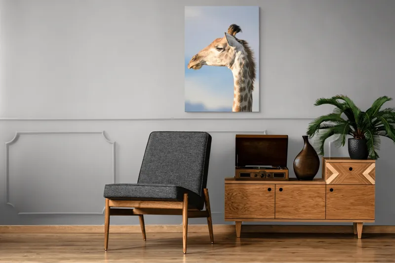 Tablou Canvas, "Nu știu cine este în imagine.", Giraffe, Serengeti, Graceful, Majestic, Spotted, Elegant, Sky, Wildlife, 70 x 100 cm – poza 6