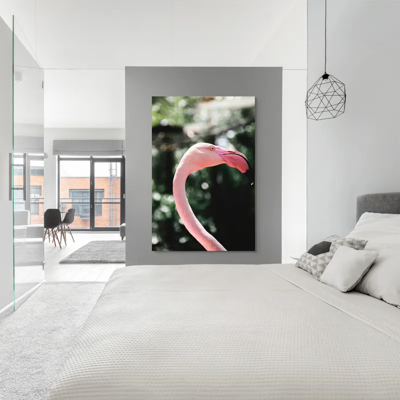 Tablou Canvas, "Flamingo în grădina tropicală luminoasă", 100 x 150 cm – poza 5