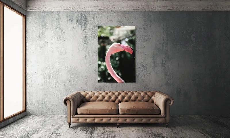 Tablou Canvas, "Flamingo în grădina tropicală luminoasă", 100 x 150 cm – poza 6