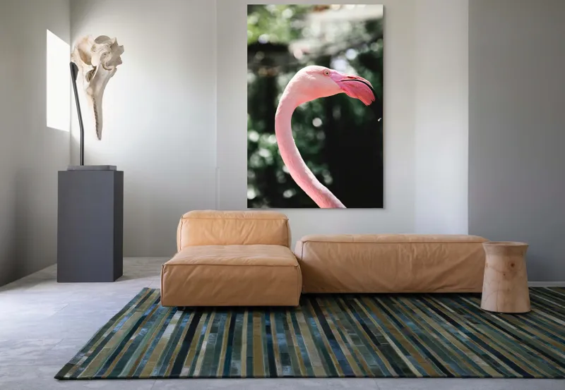 Tablou Canvas, "Flamingo în grădina tropicală luminoasă", 100 x 150 cm – poza 7