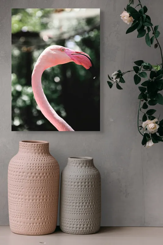 Tablou Canvas, "Flamingo în grădina tropicală luminoasă", 39 x 54 cm – poza 6