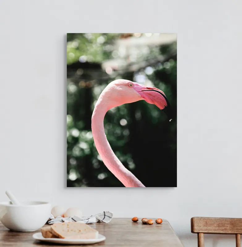 Tablou Canvas, "Flamingo în grădina tropicală luminoasă", 50 x 70 cm – poza 3