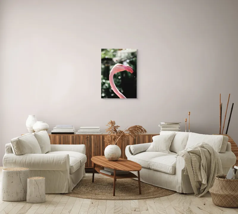 Tablou Canvas, "Flamingo în grădina tropicală luminoasă", 50 x 70 cm – poza 4