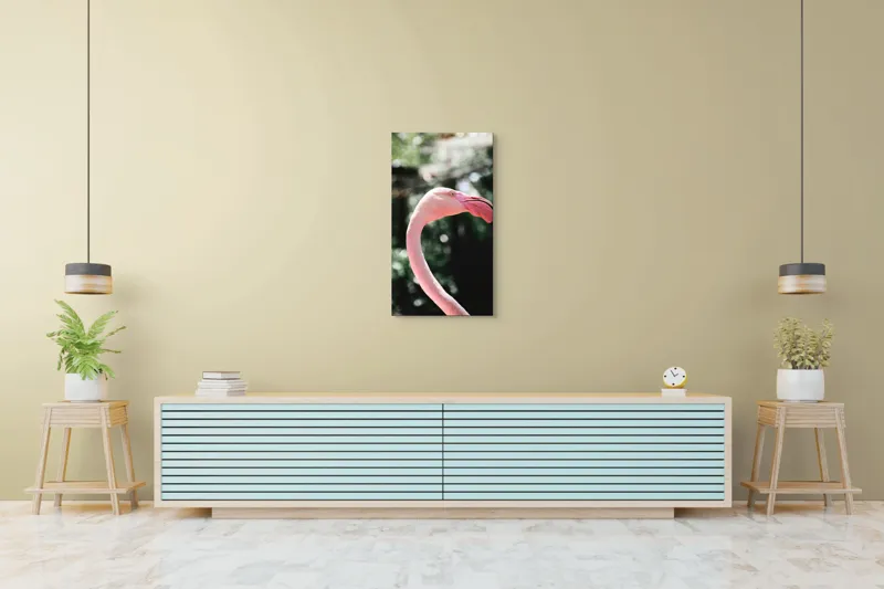 Tablou Canvas, "Flamingo în grădina tropicală luminoasă", 50 x 90 cm – poza 6