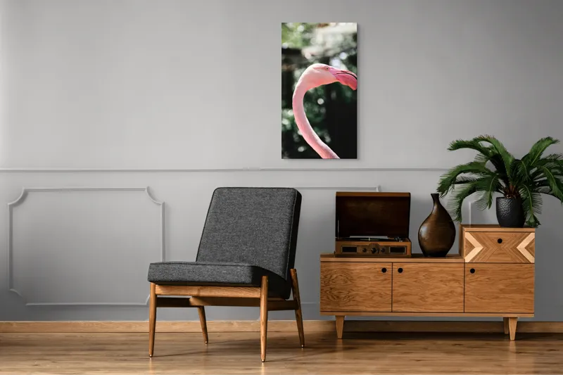 Tablou Canvas, "Flamingo în grădina tropicală luminoasă", 50 x 90 cm – poza 8