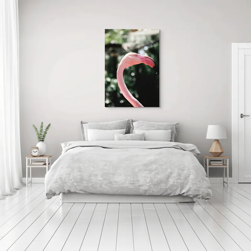 Tablou Canvas, "Flamingo în grădina tropicală luminoasă", 70 x 100 cm – poza 3