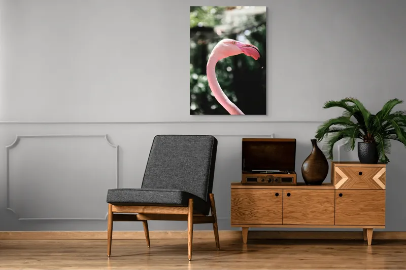 Tablou Canvas, "Flamingo în grădina tropicală luminoasă", 70 x 100 cm – poza 6
