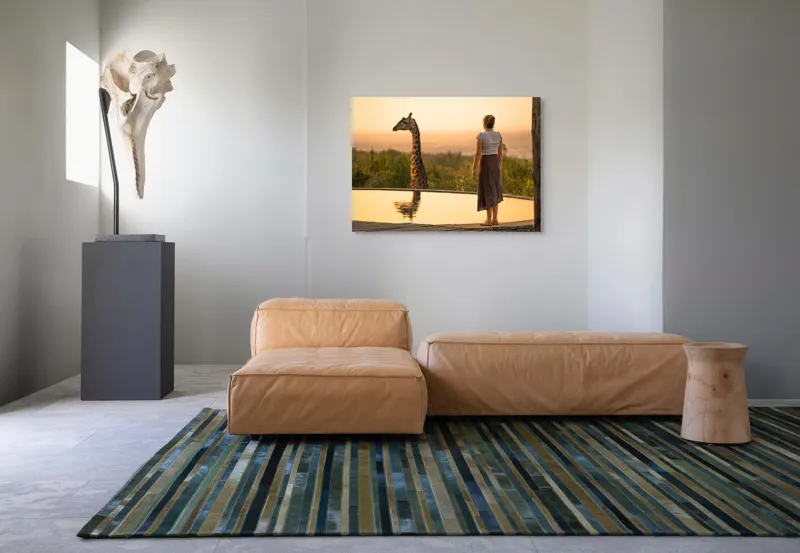 Tablou Canvas, "Întâlnire cu girafa la apus", 100 x 70 cm – poza 7